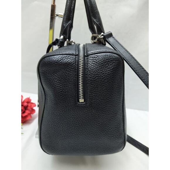 Michael Kors Mercer Black Pebbled Leather Duffle Zipper Closure Satchel Bag - Picture 14 of 16